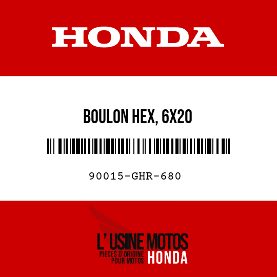 image de 90015-GHR-680 BOULON HEX, 6X20