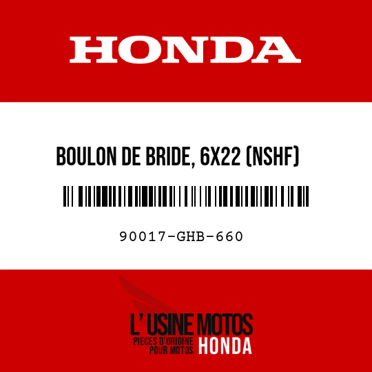image de 90017-GHB-660 BOULON DE BRIDE, 6X22 (NSHF)