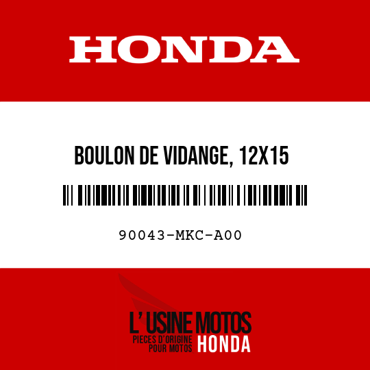 image de 90043-MKC-A00 BOULON DE VIDANGE, 12X15