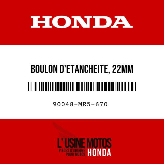 image de 90048-MR5-670 BOULON D'ETANCHEITE, 22MM