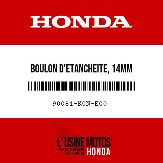 image de 90081-K0N-E00 BOULON D'ETANCHEITE, 14MM