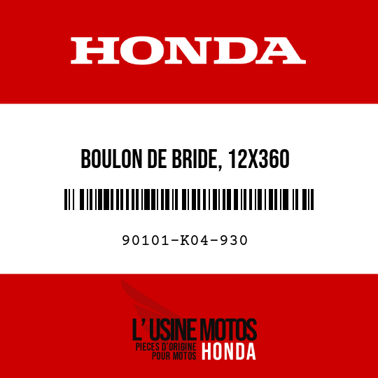 image de 90101-K04-930 BOULON DE BRIDE, 12X360