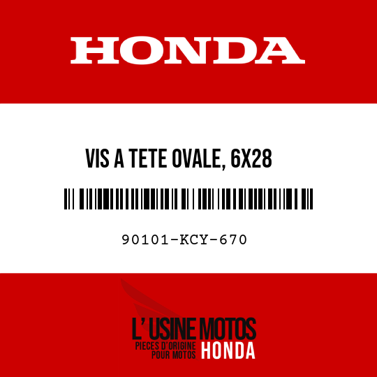 image de 90101-KCY-670 VIS A TETE OVALE, 6X28