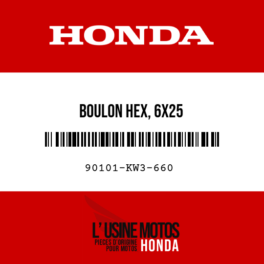 image de 90101-KW3-660 BOULON HEX, 6X25