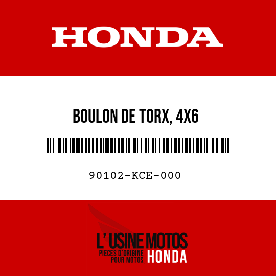image de 90102-KCE-000 BOULON DE TORX, 4X6
