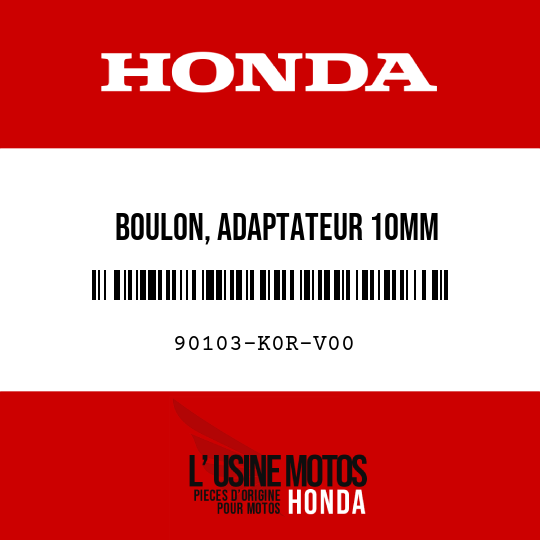 image de 90103-K0R-V00 BOULON, ADAPTATEUR 10MM