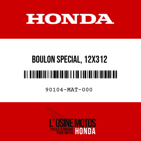 image de 90104-MAT-000 BOULON SPECIAL, 12X312