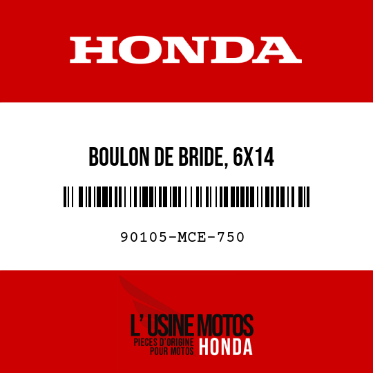 image de 90105-MCE-750 BOULON DE BRIDE, 6X14