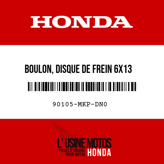 image de 90105-MKP-DN0 BOULON, DISQUE DE FREIN 6X13