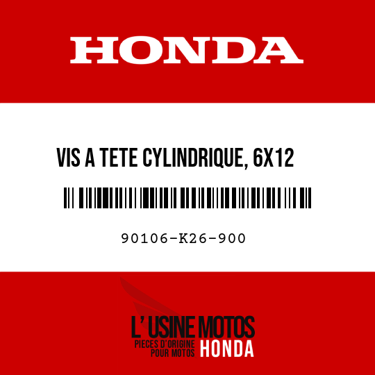 image de 90106-K26-900 VIS A TETE CYLINDRIQUE, 6X12