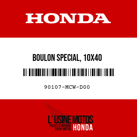 image de 90107-MCW-D00 BOULON SPECIAL, 10X40