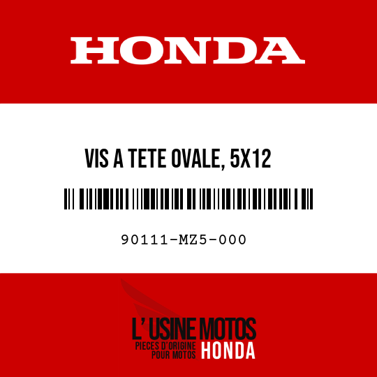 image de 90111-MZ5-000 VIS A TETE OVALE, 5X12