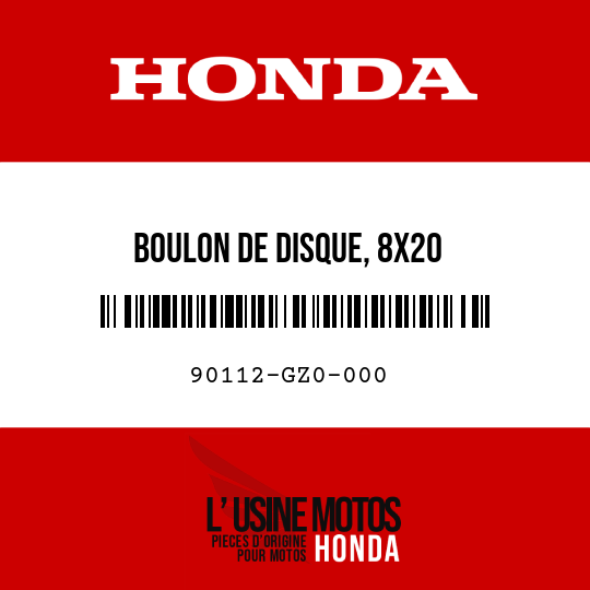 image de 90112-GZ0-000 BOULON DE DISQUE, 8X20