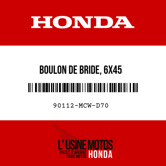 image de 90112-MCW-D70 BOULON DE BRIDE, 6X45