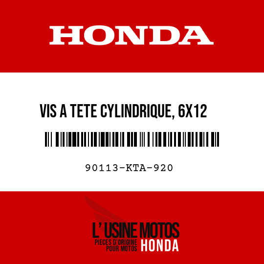 image de 90113-KTA-920 VIS A TETE CYLINDRIQUE, 6X12