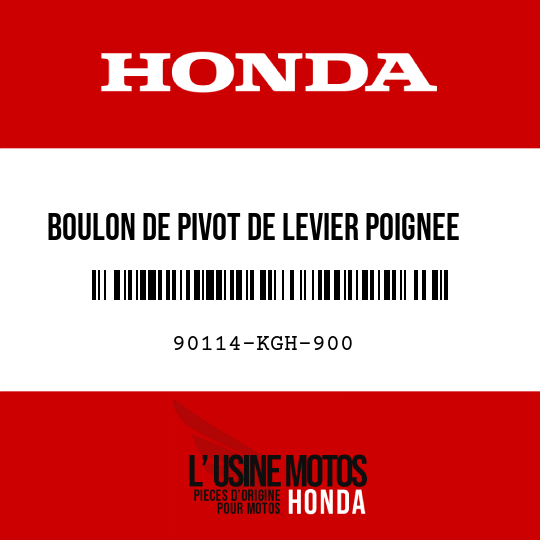 image de 90114-KGH-900 BOULON DE PIVOT DE LEVIER POIGNEE
