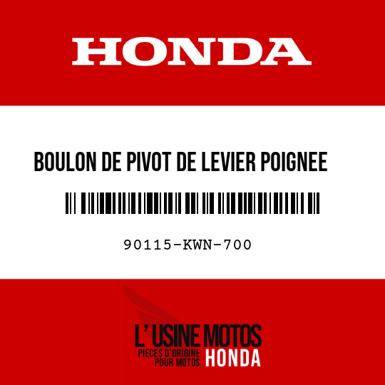 image de 90115-KWN-700 BOULON DE PIVOT DE LEVIER POIGNEE
