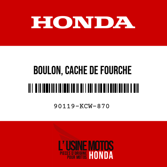 image de 90119-KCW-870 BOULON, CACHE DE FOURCHE