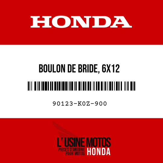 image de 90123-K0Z-900 BOULON DE BRIDE, 6X12