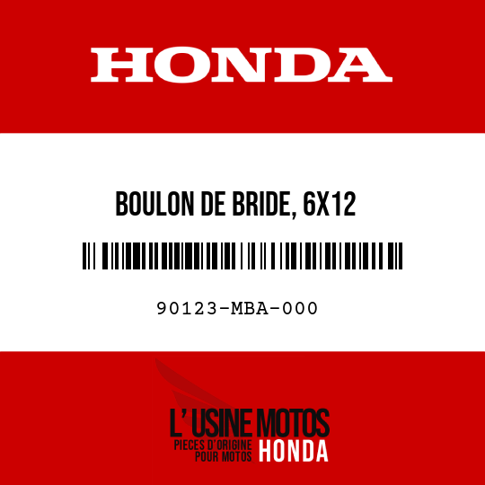 image de 90123-MBA-000 BOULON DE BRIDE, 6X12