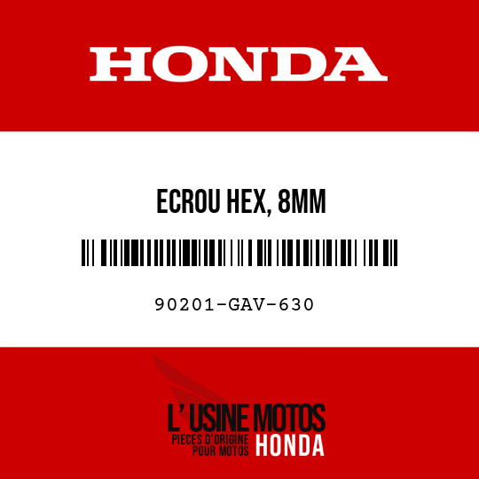 image de 90201-GAV-630 ECROU HEX, 8MM