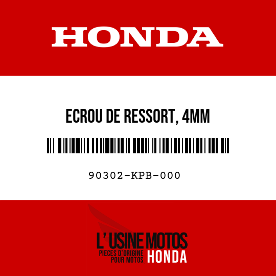 image de 90302-KPB-000 ECROU DE RESSORT, 4MM
