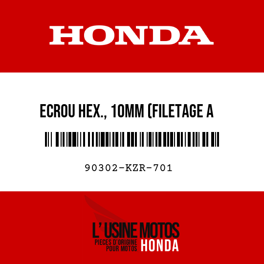image de 90302-KZR-701 ECROU HEX., 10MM (FILETAGE A GAUCHE)
