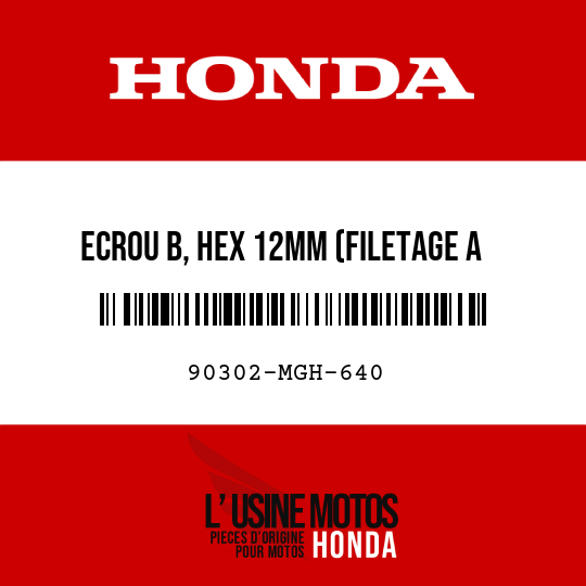 image de 90302-MGH-640 ECROU B, HEX 12MM (FILETAGE A GAUCHE)
