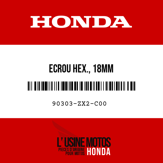image de 90303-ZX2-C00 ECROU HEX., 18MM