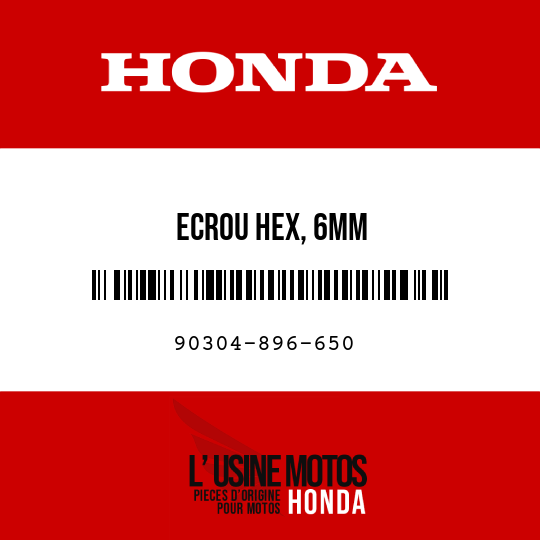 image de 90304-896-650 ECROU HEX, 6MM