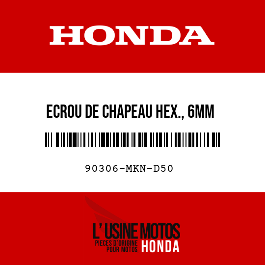 image de 90306-MKN-D50 ECROU DE CHAPEAU HEX., 6MM