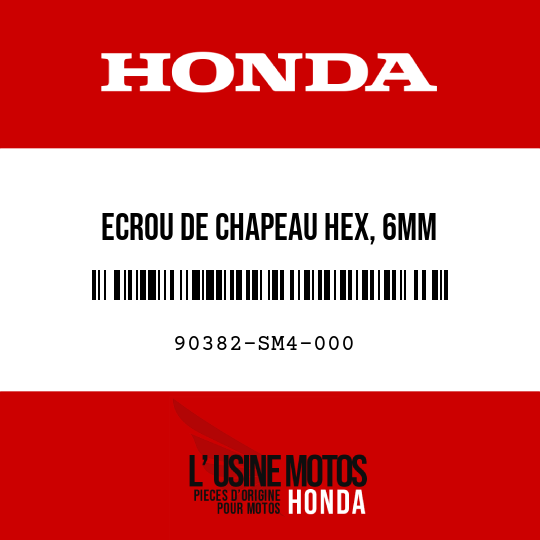 image de 90382-SM4-000 ECROU DE CHAPEAU HEX, 6MM
