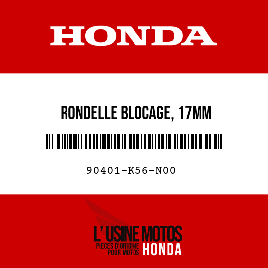 image de 90401-K56-N00 RONDELLE BLOCAGE, 17MM