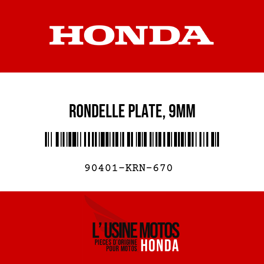 image de 90401-KRN-670 RONDELLE PLATE, 9MM