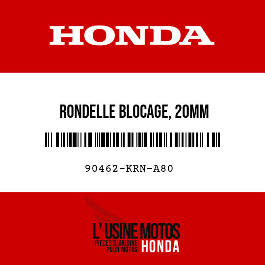 image de 90462-KRN-A80 RONDELLE BLOCAGE, 20MM