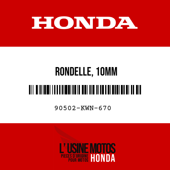 image de 90502-KWN-670 RONDELLE, 10MM