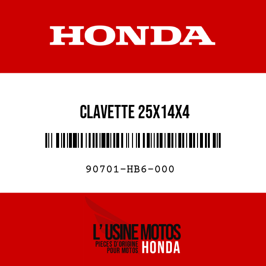 image de 90701-HB6-000 CLAVETTE 25X14X4