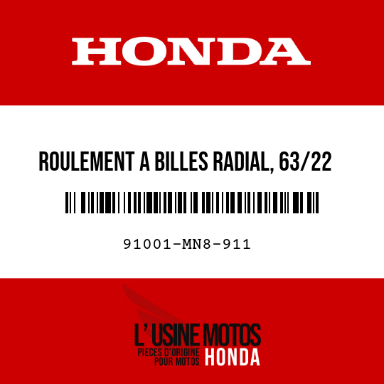 image de 91001-MN8-911 ROULEMENT A BILLES RADIAL, 63/22 (FUJIKOSHI)