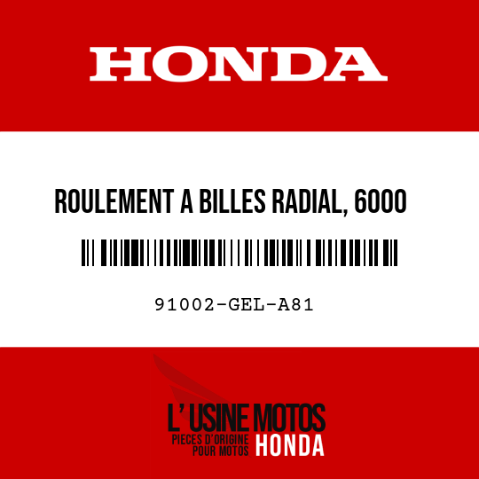 image de 91002-GEL-A81 ROULEMENT A BILLES RADIAL, 6000