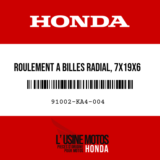 image de 91002-KA4-004 ROULEMENT A BILLES RADIAL, 7X19X6 (KOYO)