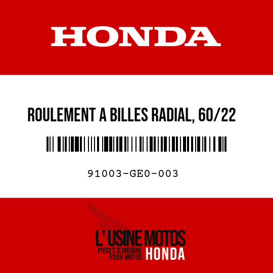 image de 91003-GE0-003 ROULEMENT A BILLES RADIAL, 60/22