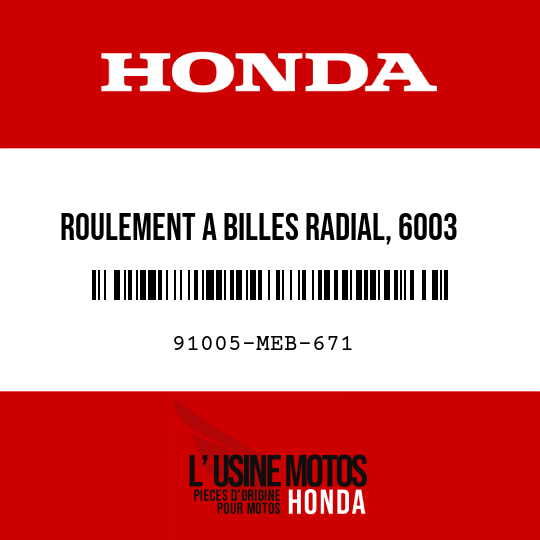 image de 91005-MEB-671 ROULEMENT A BILLES RADIAL, 6003