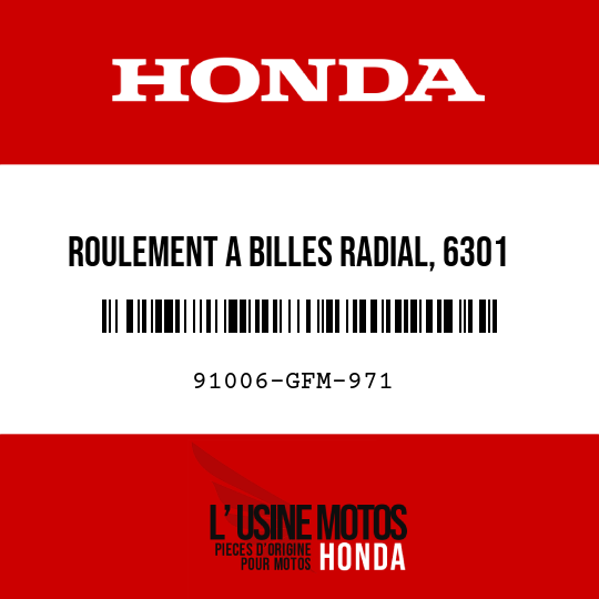 image de 91006-GFM-971 ROULEMENT A BILLES RADIAL, 6301