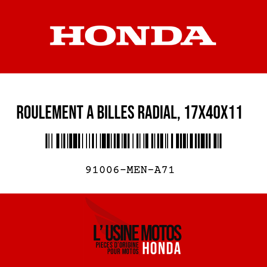 image de 91006-MEN-A71 ROULEMENT A BILLES RADIAL, 17X40X11