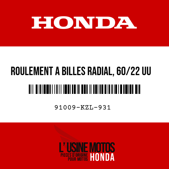 image de 91009-KZL-931 ROULEMENT A BILLES RADIAL, 60/22 UU (NSK)