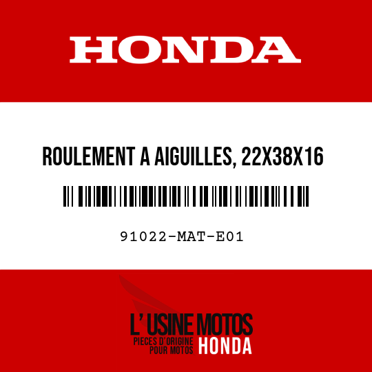 image de 91022-MAT-E01 ROULEMENT A AIGUILLES, 22X38X16