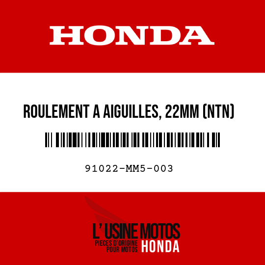 image de 91022-MM5-003 ROULEMENT A AIGUILLES, 22MM (NTN)