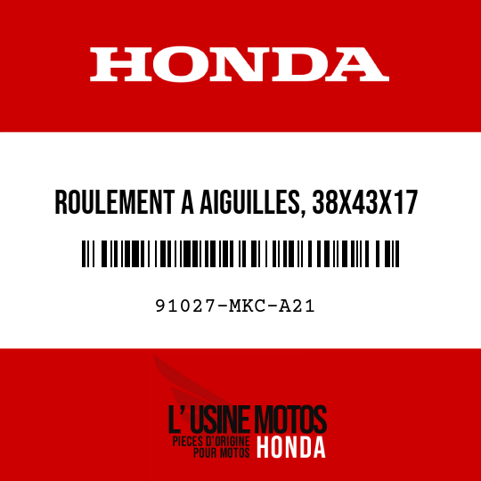 image de 91027-MKC-A21 ROULEMENT A AIGUILLES, 38X43X17