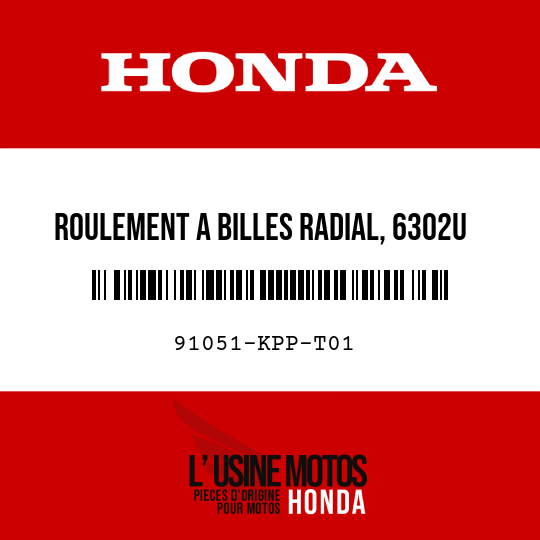 image de 91051-KPP-T01 ROULEMENT A BILLES RADIAL, 6302U (SKF)