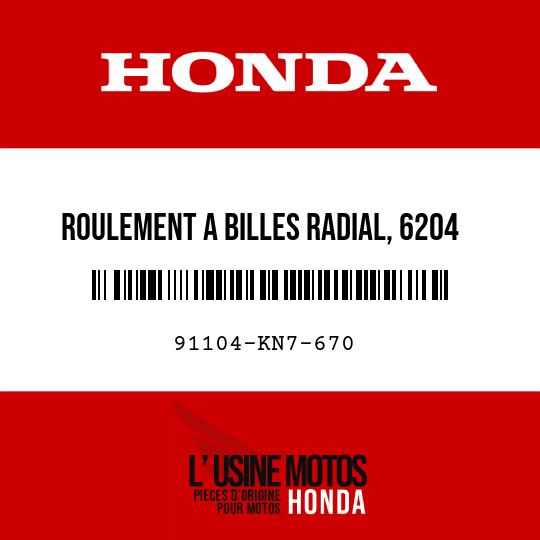 image de 91104-KN7-670 ROULEMENT A BILLES RADIAL, 6204